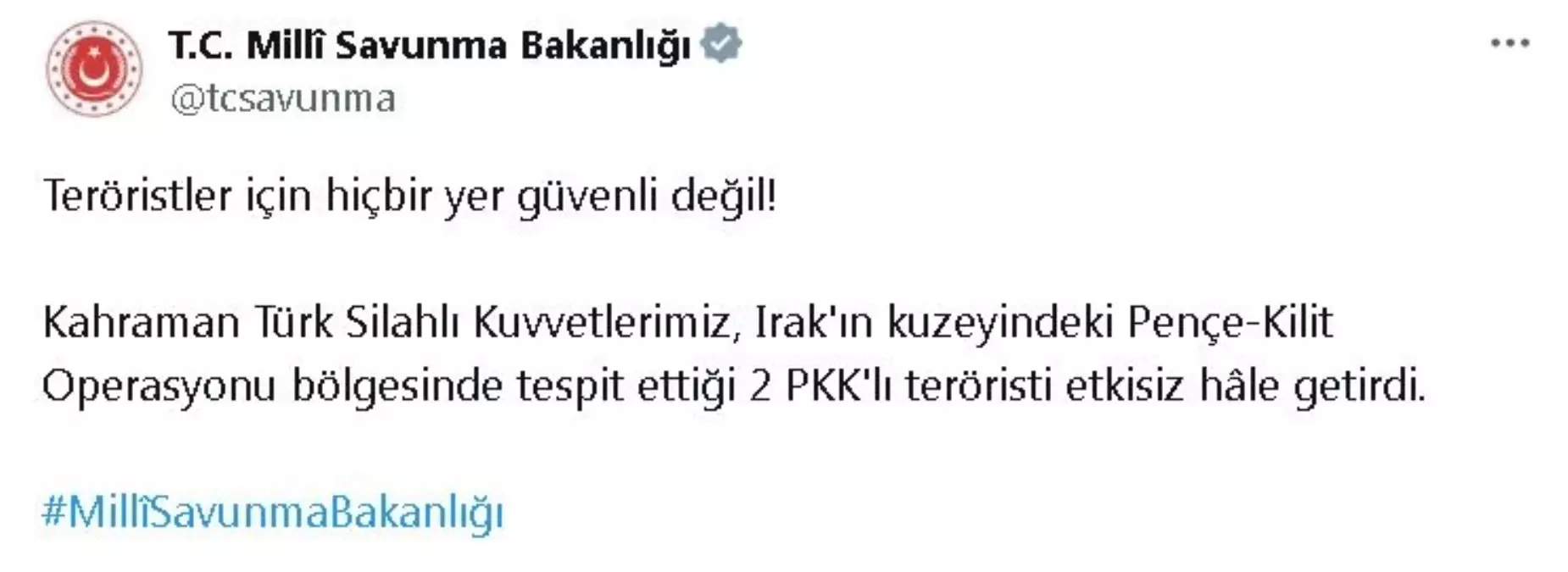 PKK’lı 2 Terörist Etkisiz Hale Getirildi
